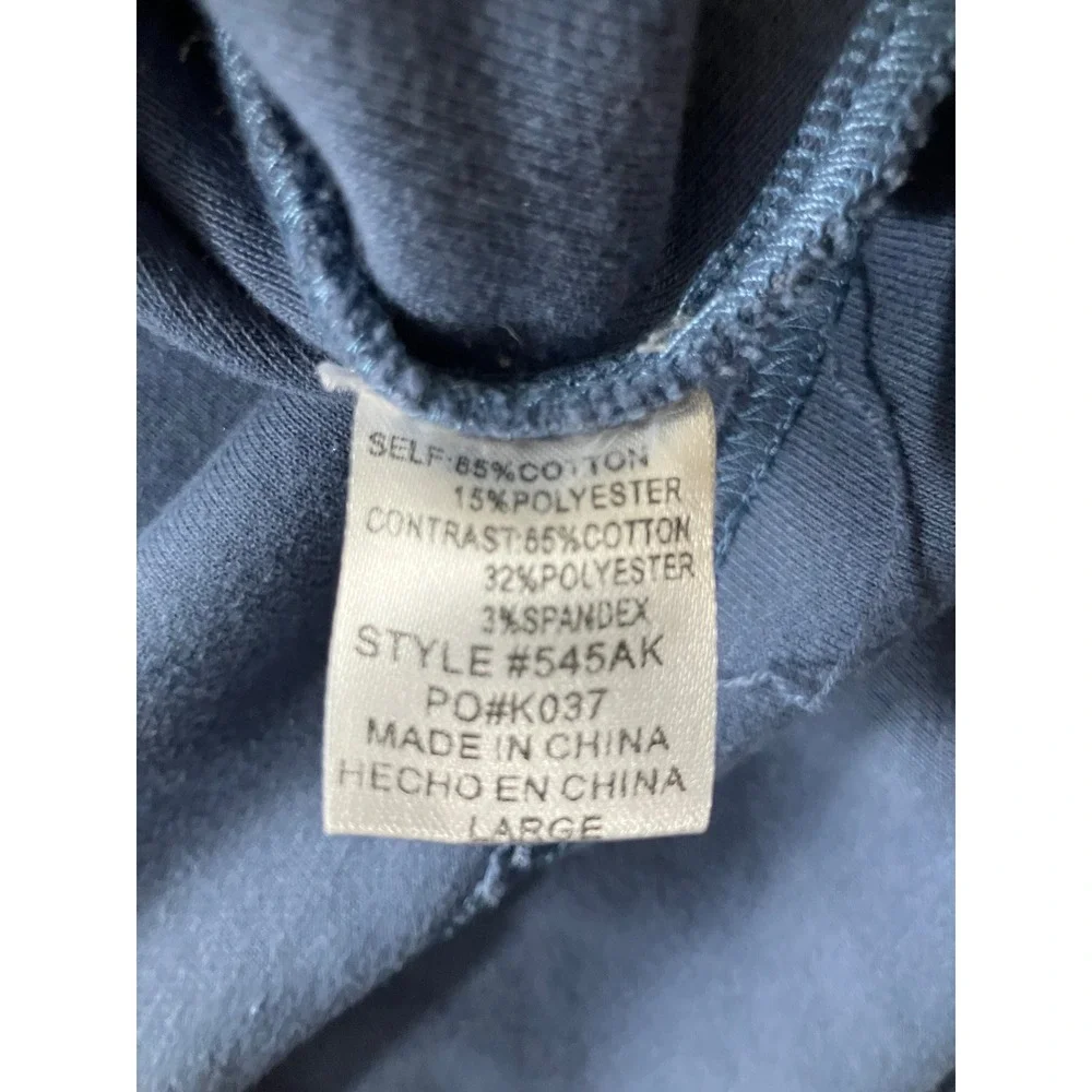 AEMI + CO Blue Oversized Mixed Media Corduroy Henley Hoodie Shacket Large - Picture 5 of 6